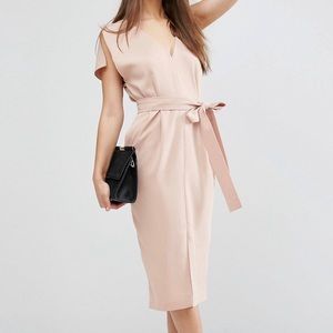 ASOS Split Sleeve Dress w/ Plunge Neck & Tie Belt